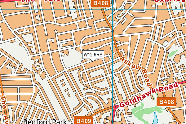 W12 9RS map - OS VectorMap District (Ordnance Survey)