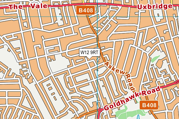W12 9RT map - OS VectorMap District (Ordnance Survey)