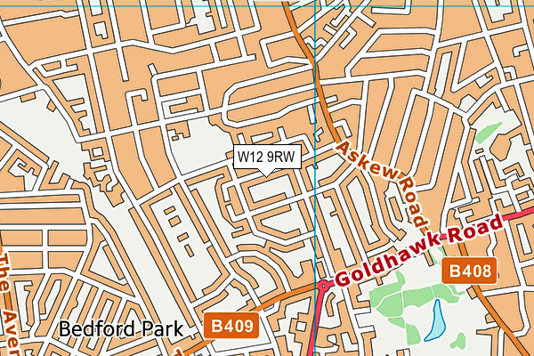 W12 9RW map - OS VectorMap District (Ordnance Survey)