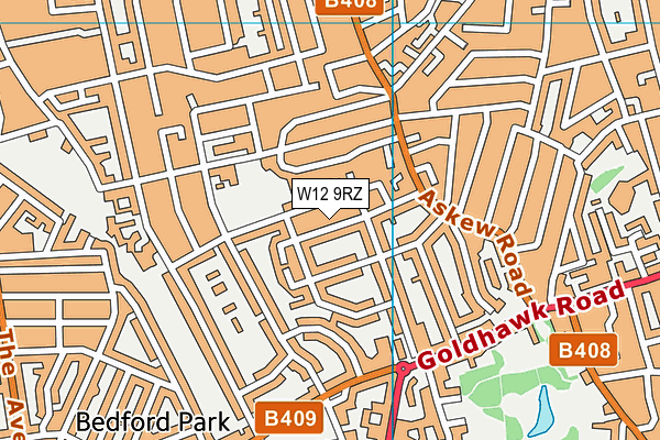 W12 9RZ map - OS VectorMap District (Ordnance Survey)