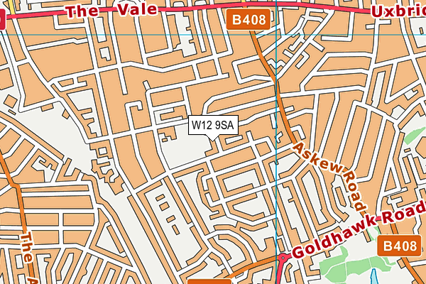 W12 9SA map - OS VectorMap District (Ordnance Survey)