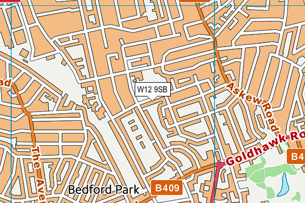 W12 9SB map - OS VectorMap District (Ordnance Survey)