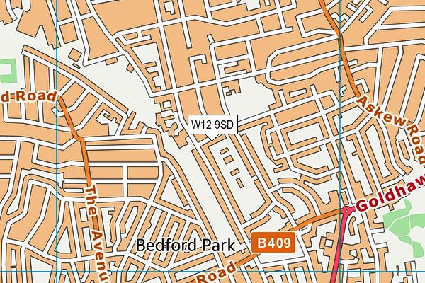 W12 9SD map - OS VectorMap District (Ordnance Survey)