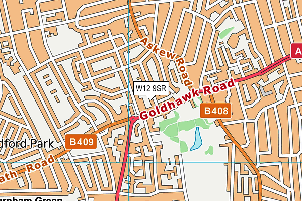 W12 9SR map - OS VectorMap District (Ordnance Survey)