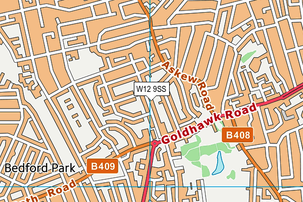 W12 9SS map - OS VectorMap District (Ordnance Survey)