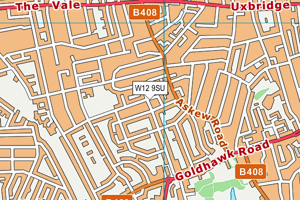 W12 9SU map - OS VectorMap District (Ordnance Survey)
