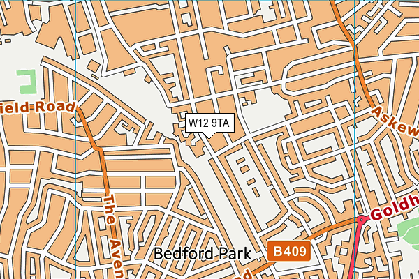 W12 9TA map - OS VectorMap District (Ordnance Survey)