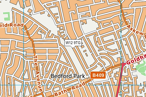 W12 9TG map - OS VectorMap District (Ordnance Survey)