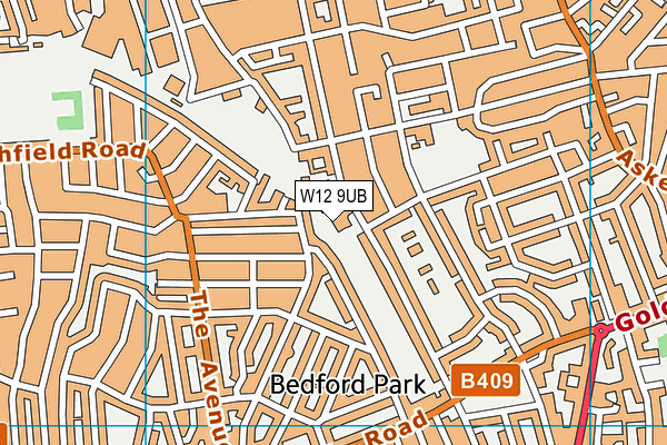 W12 9UB map - OS VectorMap District (Ordnance Survey)