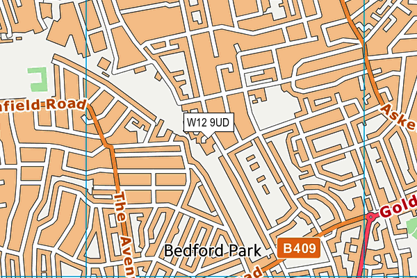 W12 9UD map - OS VectorMap District (Ordnance Survey)