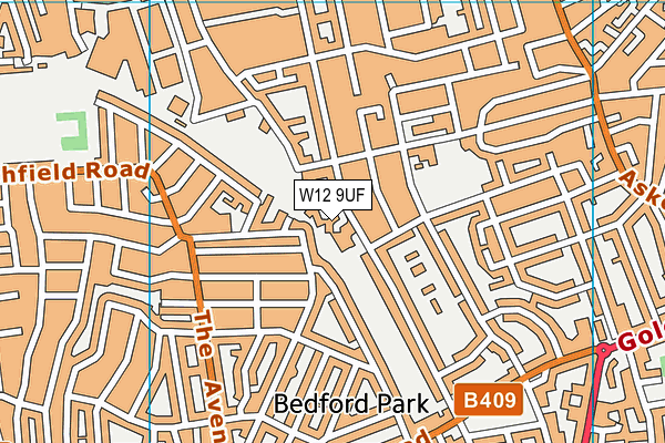 W12 9UF map - OS VectorMap District (Ordnance Survey)