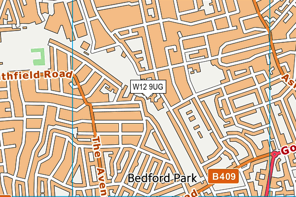 W12 9UG map - OS VectorMap District (Ordnance Survey)