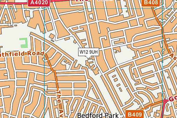 W12 9UH map - OS VectorMap District (Ordnance Survey)