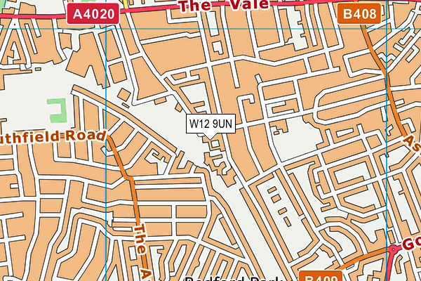 W12 9UN map - OS VectorMap District (Ordnance Survey)