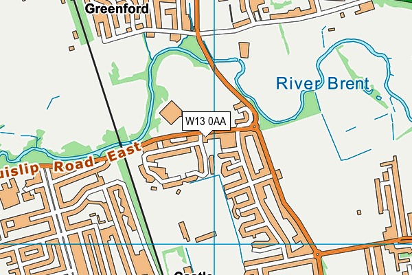 W13 0AA map - OS VectorMap District (Ordnance Survey)