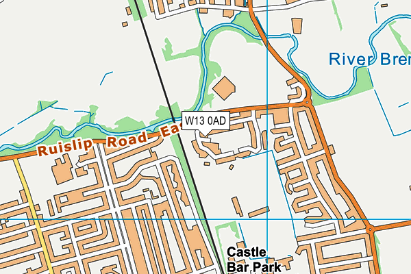 W13 0AD map - OS VectorMap District (Ordnance Survey)