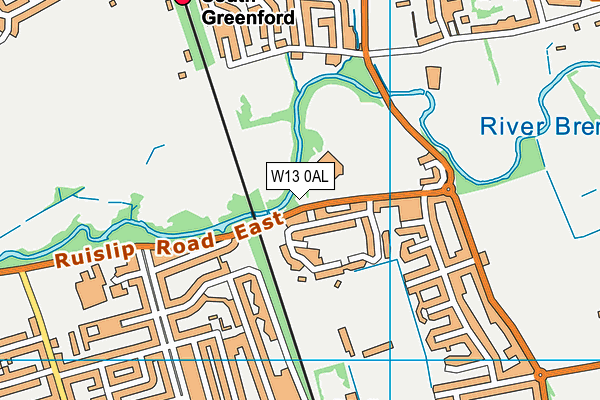 W13 0AL map - OS VectorMap District (Ordnance Survey)