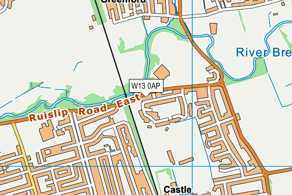 W13 0AP map - OS VectorMap District (Ordnance Survey)