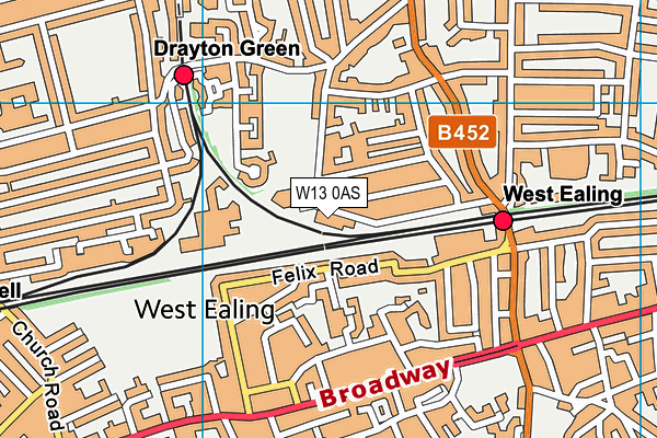 W13 0AS map - OS VectorMap District (Ordnance Survey)