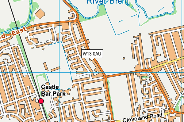 W13 0AU map - OS VectorMap District (Ordnance Survey)