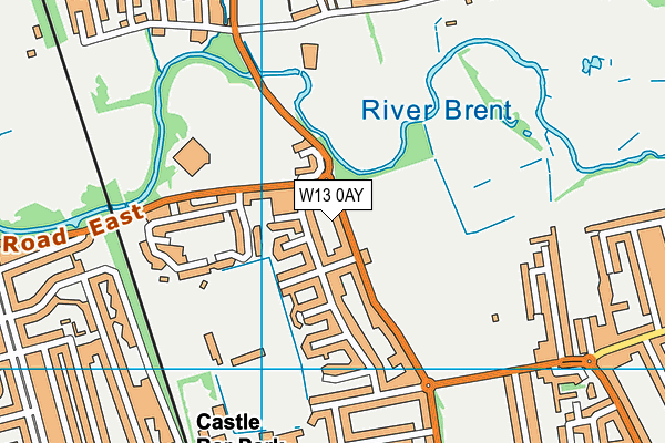 W13 0AY map - OS VectorMap District (Ordnance Survey)