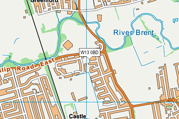 W13 0BD map - OS VectorMap District (Ordnance Survey)