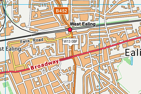 W13 0BF map - OS VectorMap District (Ordnance Survey)