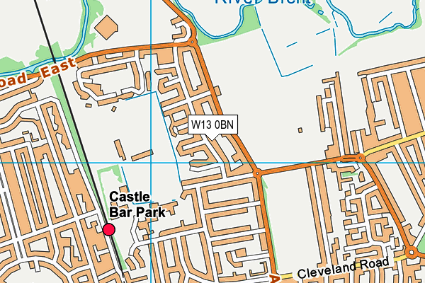 W13 0BN map - OS VectorMap District (Ordnance Survey)