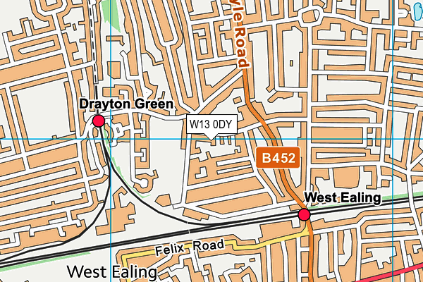 W13 0DY map - OS VectorMap District (Ordnance Survey)