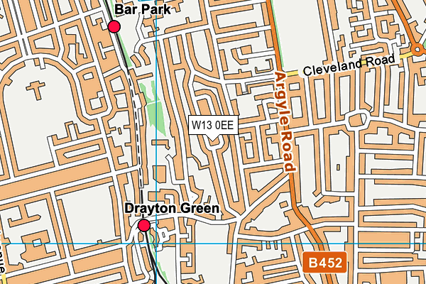 W13 0EE map - OS VectorMap District (Ordnance Survey)