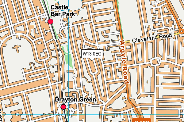 W13 0EG map - OS VectorMap District (Ordnance Survey)