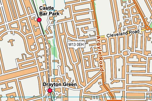 W13 0EH map - OS VectorMap District (Ordnance Survey)