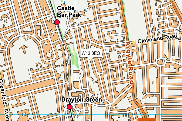 W13 0EQ map - OS VectorMap District (Ordnance Survey)