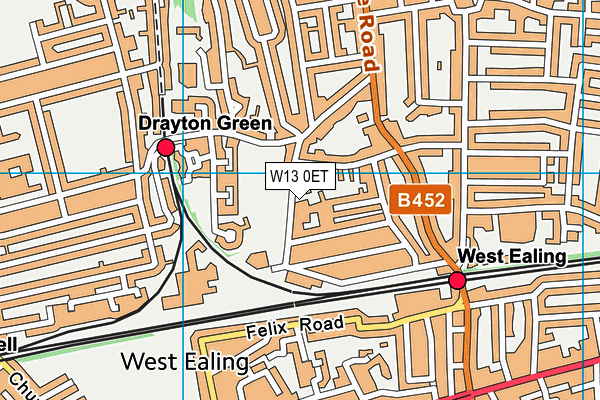 W13 0ET map - OS VectorMap District (Ordnance Survey)