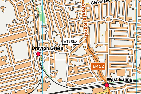 W13 0EX map - OS VectorMap District (Ordnance Survey)