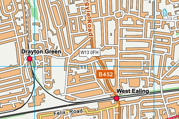 W13 0FH map - OS VectorMap District (Ordnance Survey)