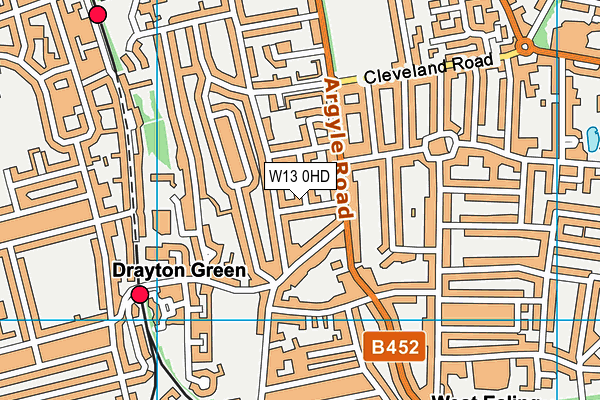 W13 0HD map - OS VectorMap District (Ordnance Survey)