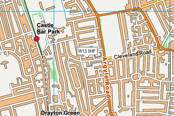 W13 0HF map - OS VectorMap District (Ordnance Survey)