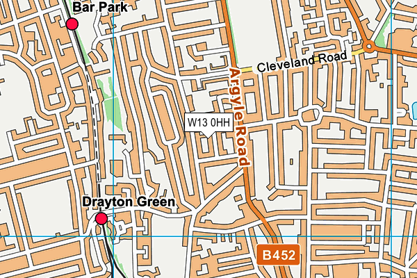 W13 0HH map - OS VectorMap District (Ordnance Survey)