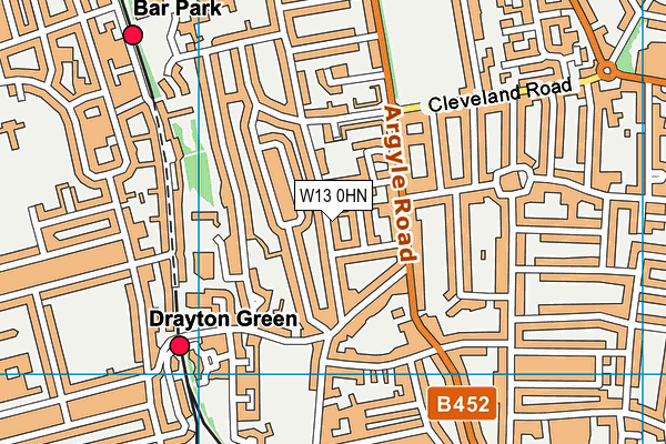 W13 0HN map - OS VectorMap District (Ordnance Survey)