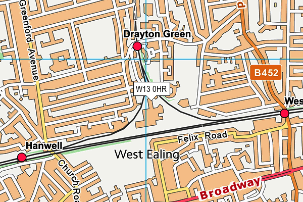 W13 0HR map - OS VectorMap District (Ordnance Survey)