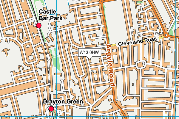 W13 0HW map - OS VectorMap District (Ordnance Survey)