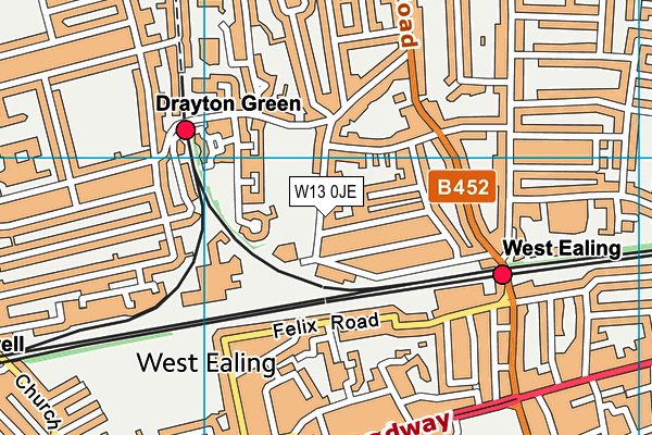 W13 0JE map - OS VectorMap District (Ordnance Survey)