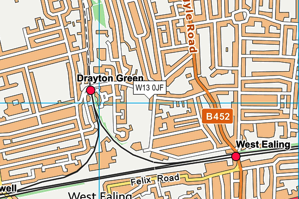 Drayton Green map (W13 0JF) - OS VectorMap District (Ordnance Survey)
