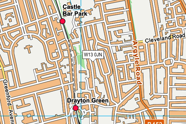 W13 0JN map - OS VectorMap District (Ordnance Survey)