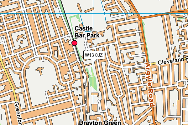 W13 0JZ map - OS VectorMap District (Ordnance Survey)