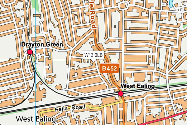 W13 0LB map - OS VectorMap District (Ordnance Survey)