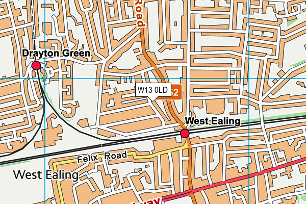 W13 0LD map - OS VectorMap District (Ordnance Survey)