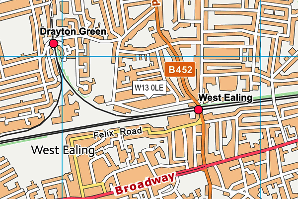 W13 0LE map - OS VectorMap District (Ordnance Survey)