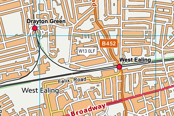 W13 0LF map - OS VectorMap District (Ordnance Survey)